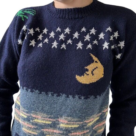 Vintage Ace Knitwear Handknit City Scene Made in Edinburgh Scotland Sweater Sz S - Picture 8 of 9